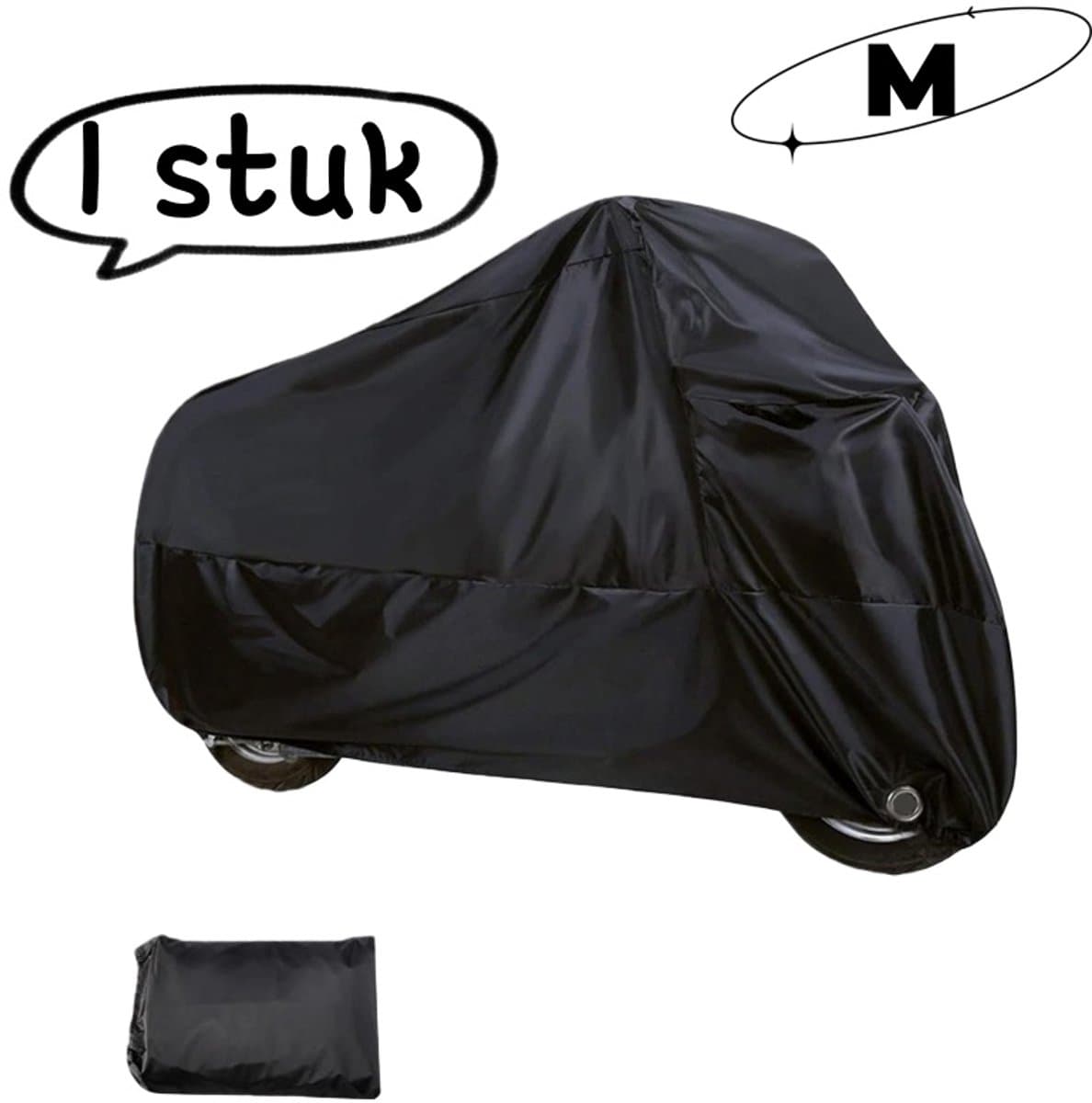1 stuk - Motorhoes - Volledige dekking, regen- en zonbescherming, beschermhoes voor alle seizoenen - Geschikt voor de meeste motorfietsen en scooters - Maat M (200*90*100cm) - Zwart (EAN: 8683769265440)