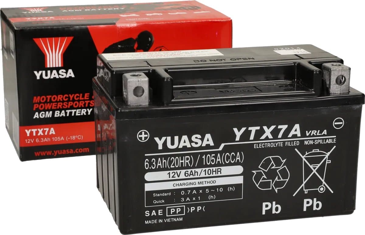 Yuasa Accu Yuasa gel YTX7A-BS Gel 12V 6.3AH onderhoudsvrij (EAN: 5050694061295)