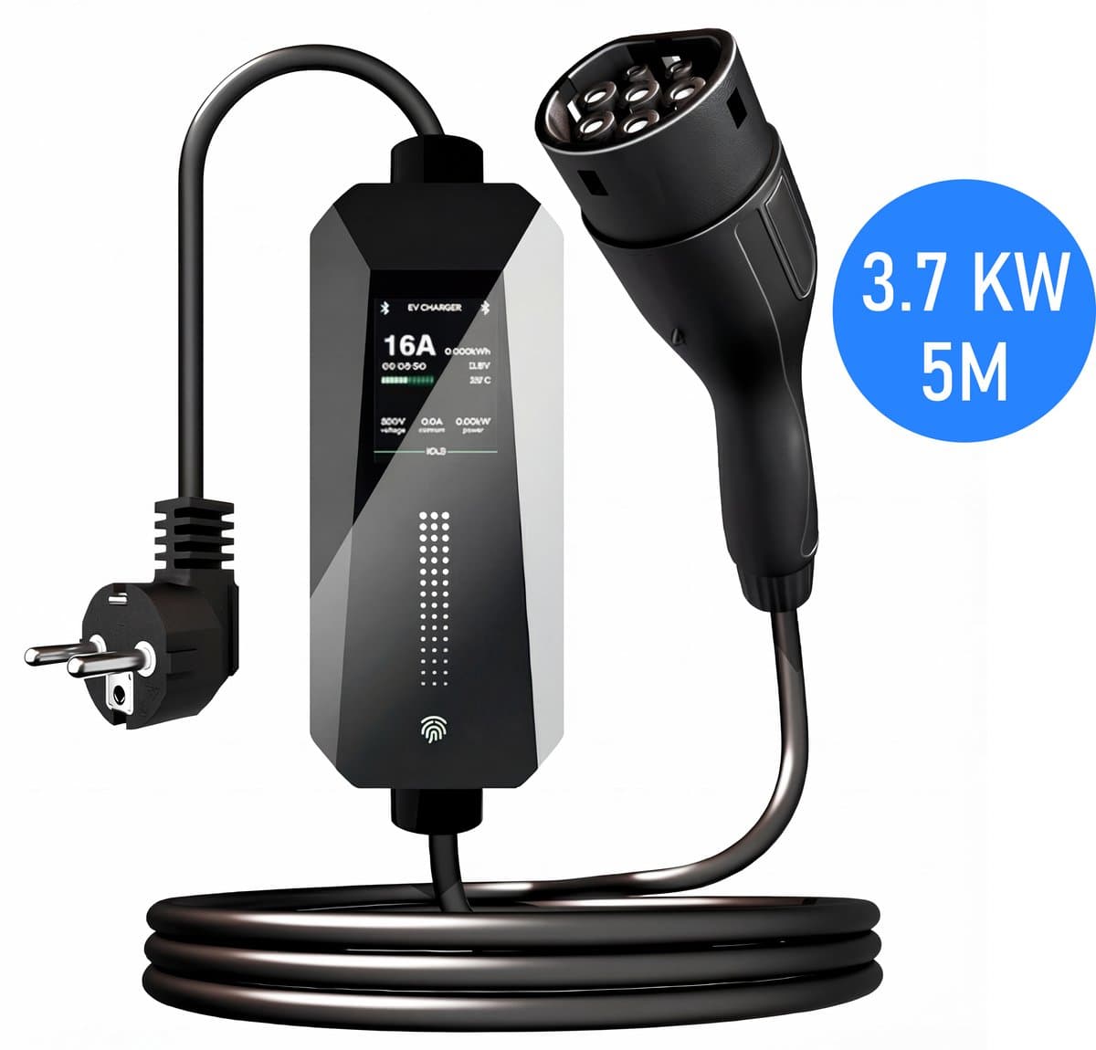 Zenergy Mobiele Thuislader Type 2 - Elektrische Auto - Laadkabel - 3.7 kW - 8-16A - Waterdicht - 5M (EAN: 8721264320858)