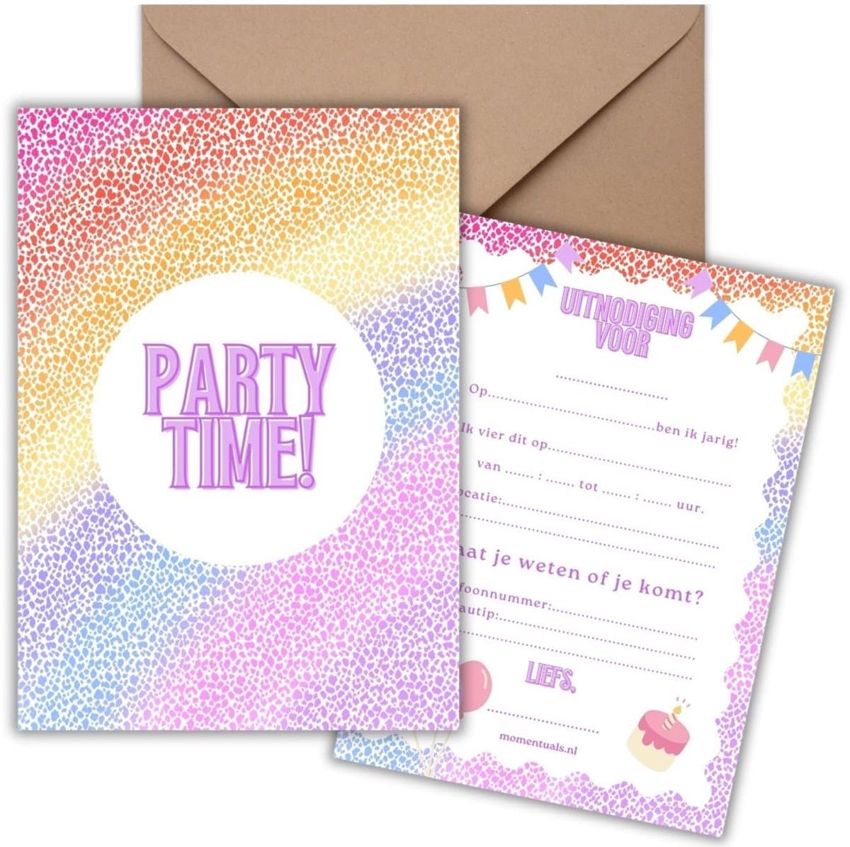 Uitnodiging Kinderfeestje 10 Kaarten + Enveloppen - Party Paars - Party – Jongen & Meisje - Uitnodigingskaarten - Beschrijfbaar – Verjaardag Kind (EAN: 8721161817819): Wat zit er in de verpakking