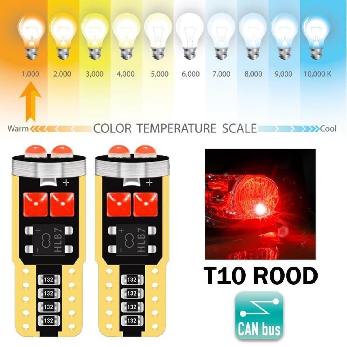 T10 Led Lamp Rood (Set 2 stuks) 1000K Canbus 5W5 | W5W | Led Signal Light | 12V | 168 | 194 | 2x | Stadslicht | Kentekenplaat Verlichting | 3030 6 SMD | Autolamp | Kelvin | Autolampen | Car licht | Lampen | 2W (EAN: 7434223269280): **Heb je ooit e...