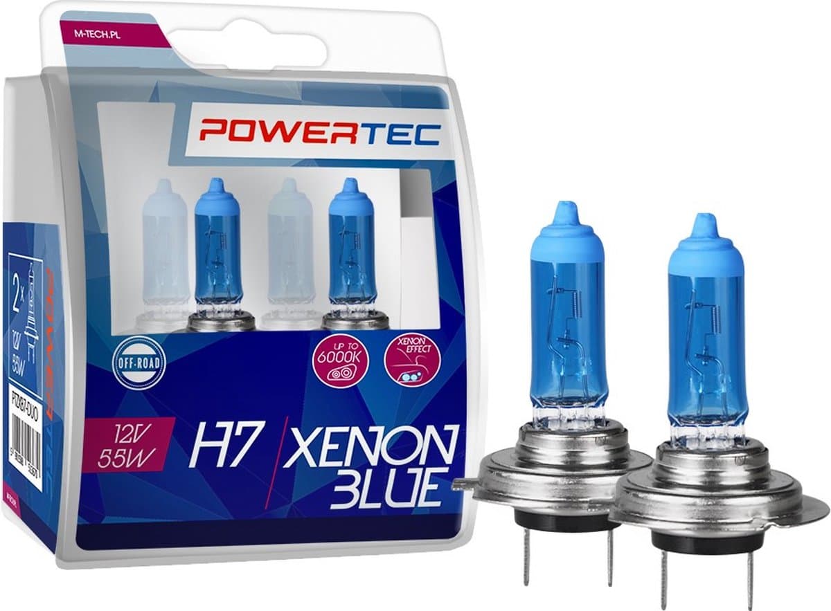 Powertec H7 12V Halogeenlampen – Xenon Blue – Set van 2 (EAN: 5901508513670)