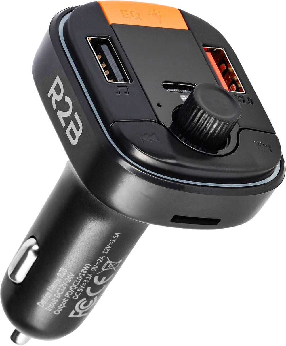 R2B Bluetooth Transmitter Auto - FM Transmitter - Bluetooth Receiver - Autolader - Carkit - USB C en USB A & Micro SD Poort - Auto Accessoires (EAN: 8720618455932): 📦 Wat is het eigenlijk