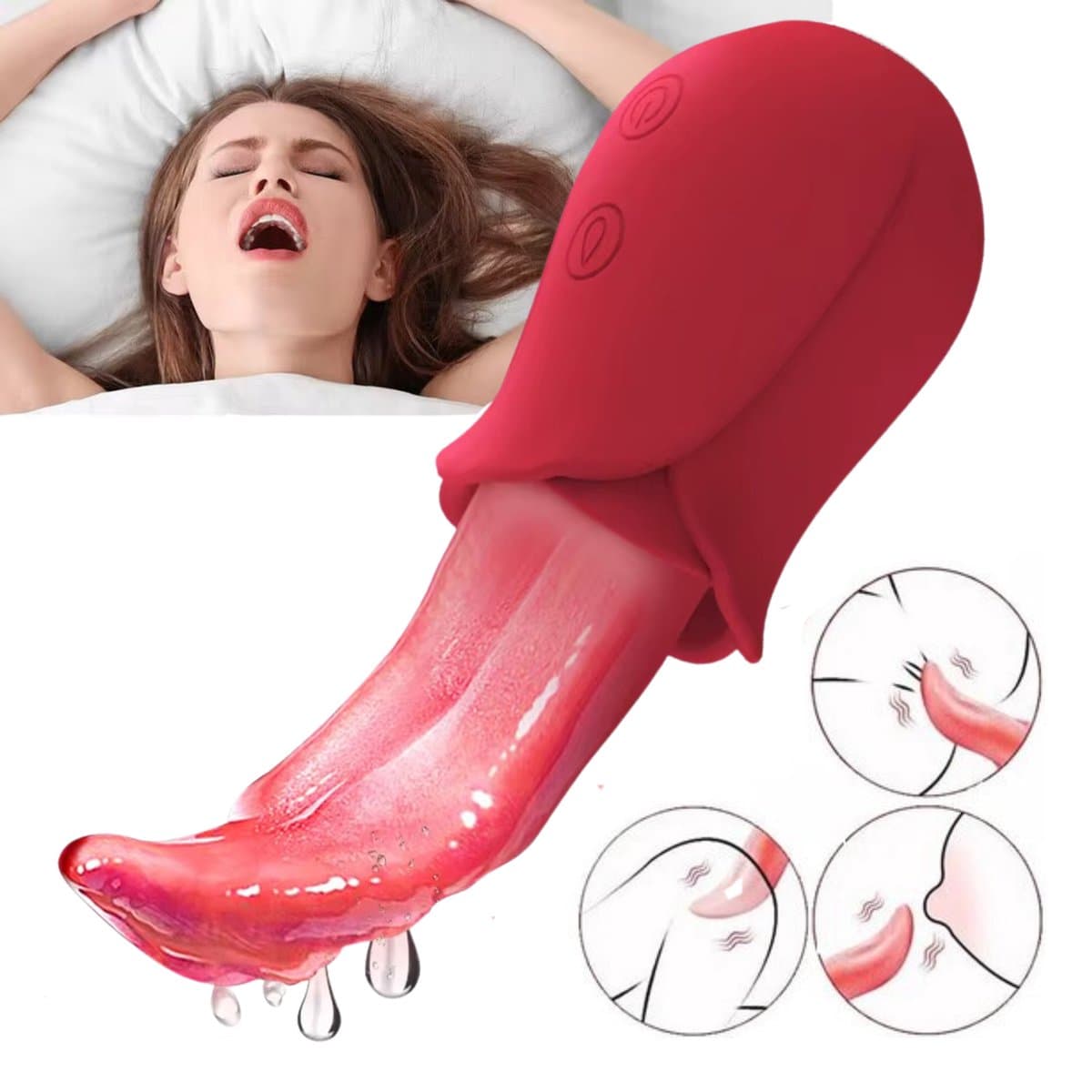 Tong Vibrator - Likende Tong Vibrator - Uzzy M.F - Clitoris Zuiger - Dildo Vibrator - Likkende Tong - Bef Vibrator - Clitoris Stimulator - Sex Toys voor vrouwen - 10 standen - Siliconen - Voor hem - Voor haar (EAN: 8721082322454)