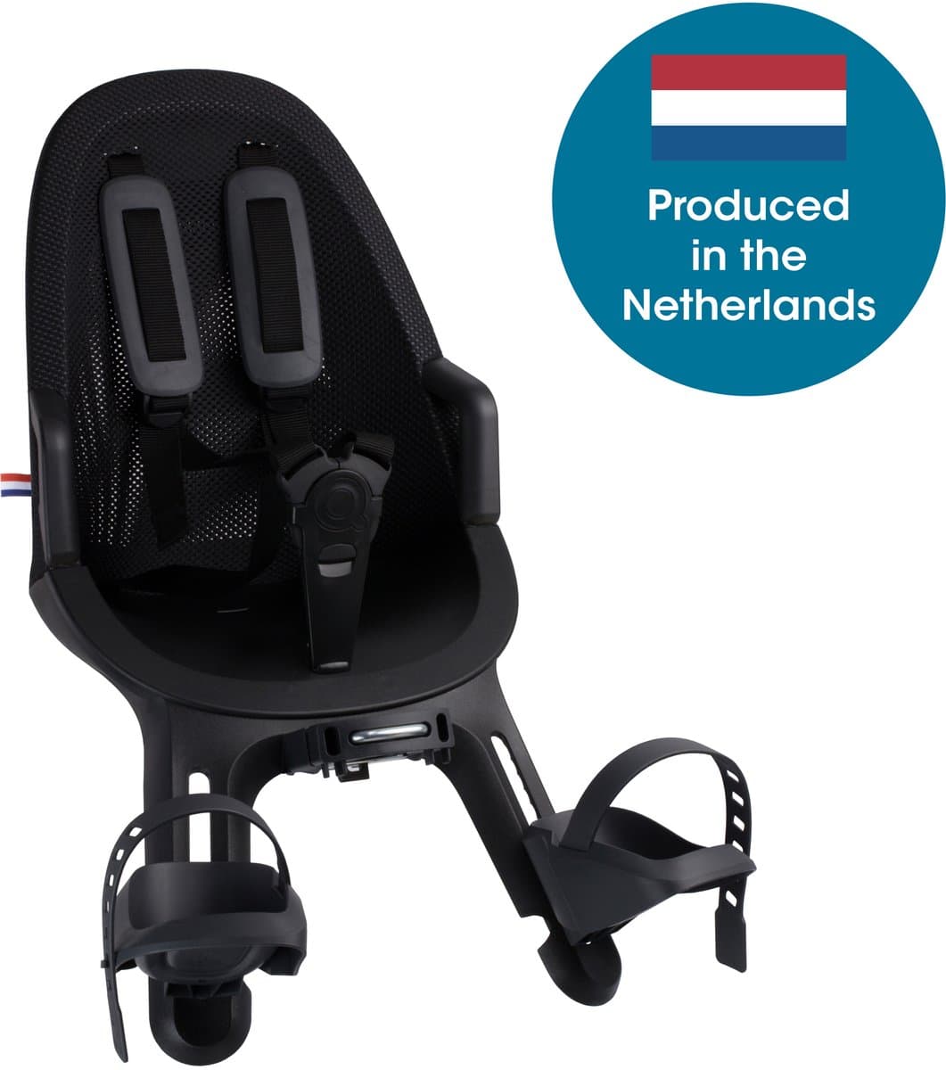 Qibbel Air Fietsstoeltje Voor - Midnight Black - Stuurpenbevestiging - Voorzitje - Fietszitje - Stuur (EAN: 8712864438500)