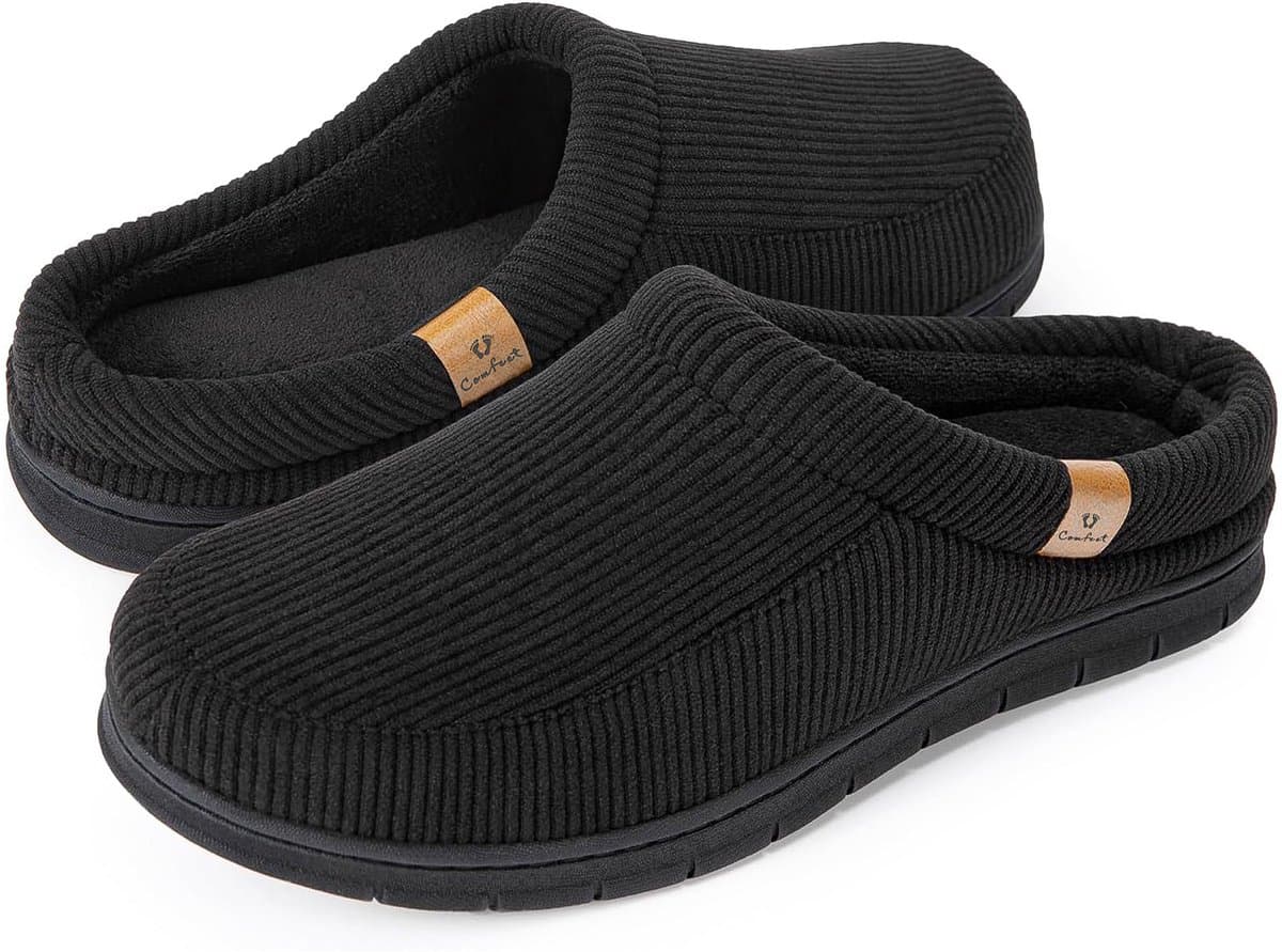 Pantoffels Heren - Sloffen - Maat 44/45 - Zwart - Corduroy - Anti-slip - Comfeet (EAN: 8721302280380)