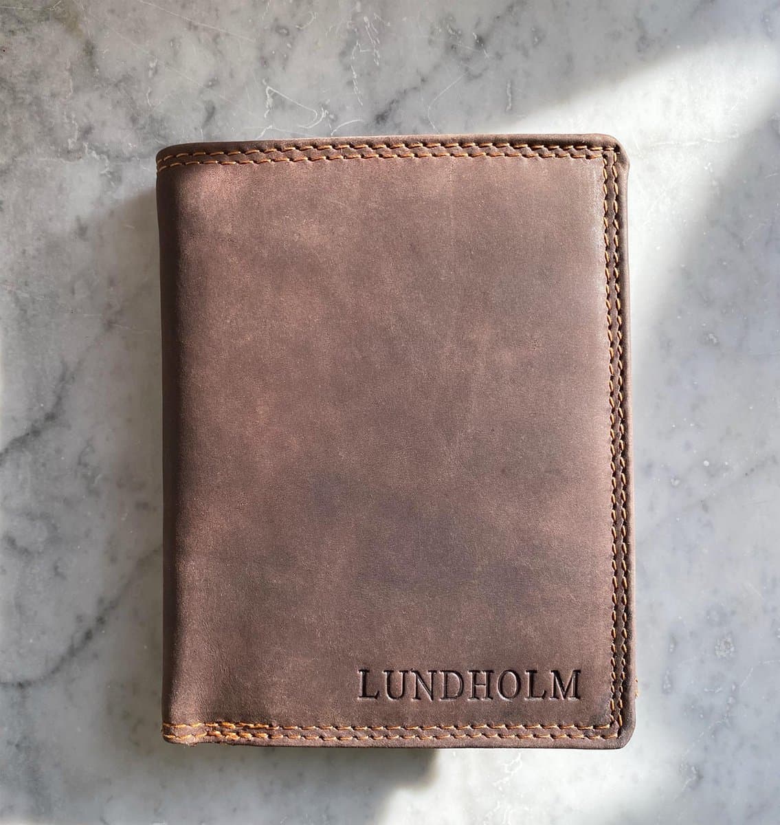 Lundholm leren heren portemonnee met RFID anti skim bescherming - bruin - cadeau mannen portefeuille heren leer (EAN: 7440857693698)