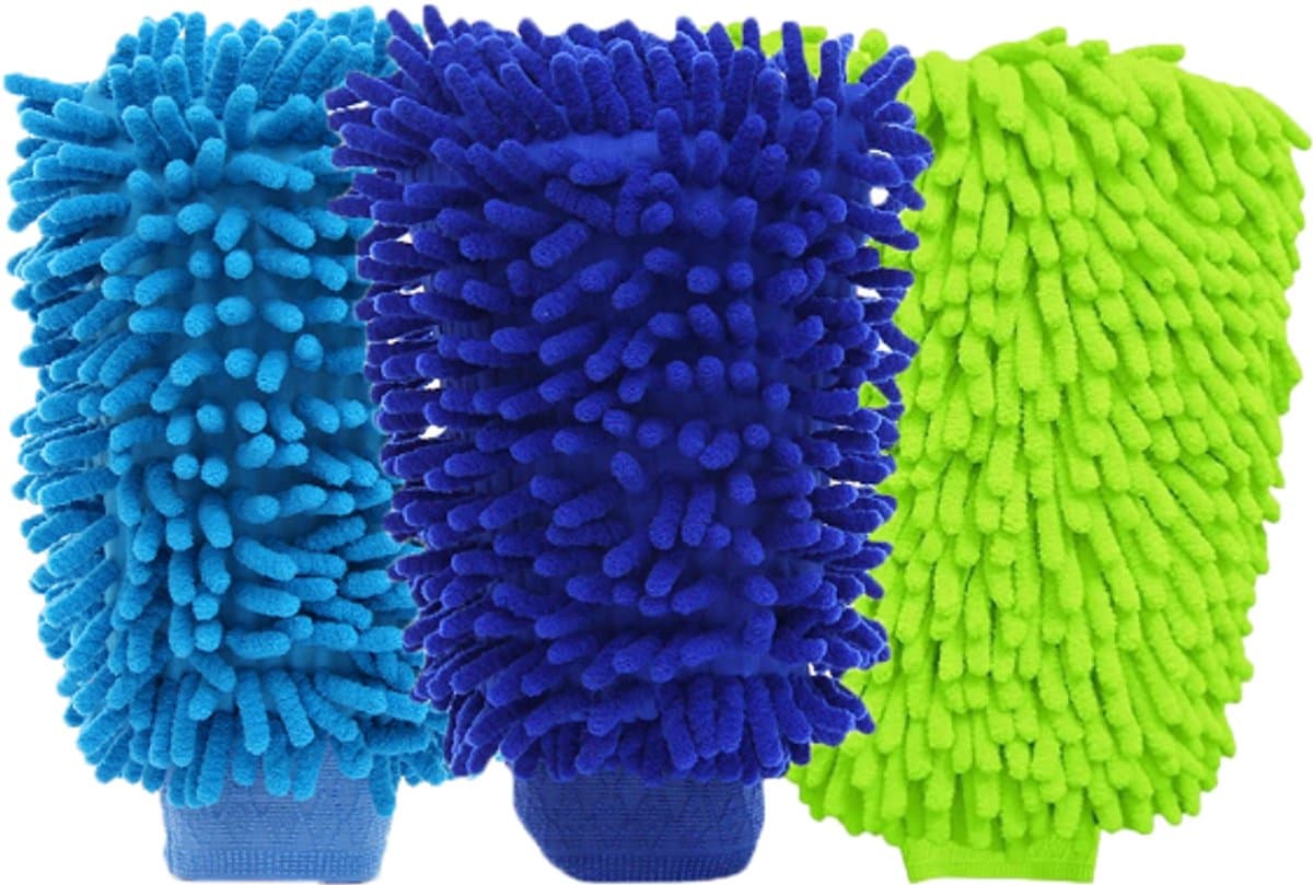 Huishoudhandschoenen - 3 Stuks - Schoonmaakhandschoenen - Auto washandschoen - Dubbelzijdig Microvezel Handschoen - Voor auto's en huishoudelijke schoonmaak - 15*23 CM - Donkerblauw/Lichtgroen/blauw (EAN: 7751577878938): Waarom ik ze überhaupt pro...
