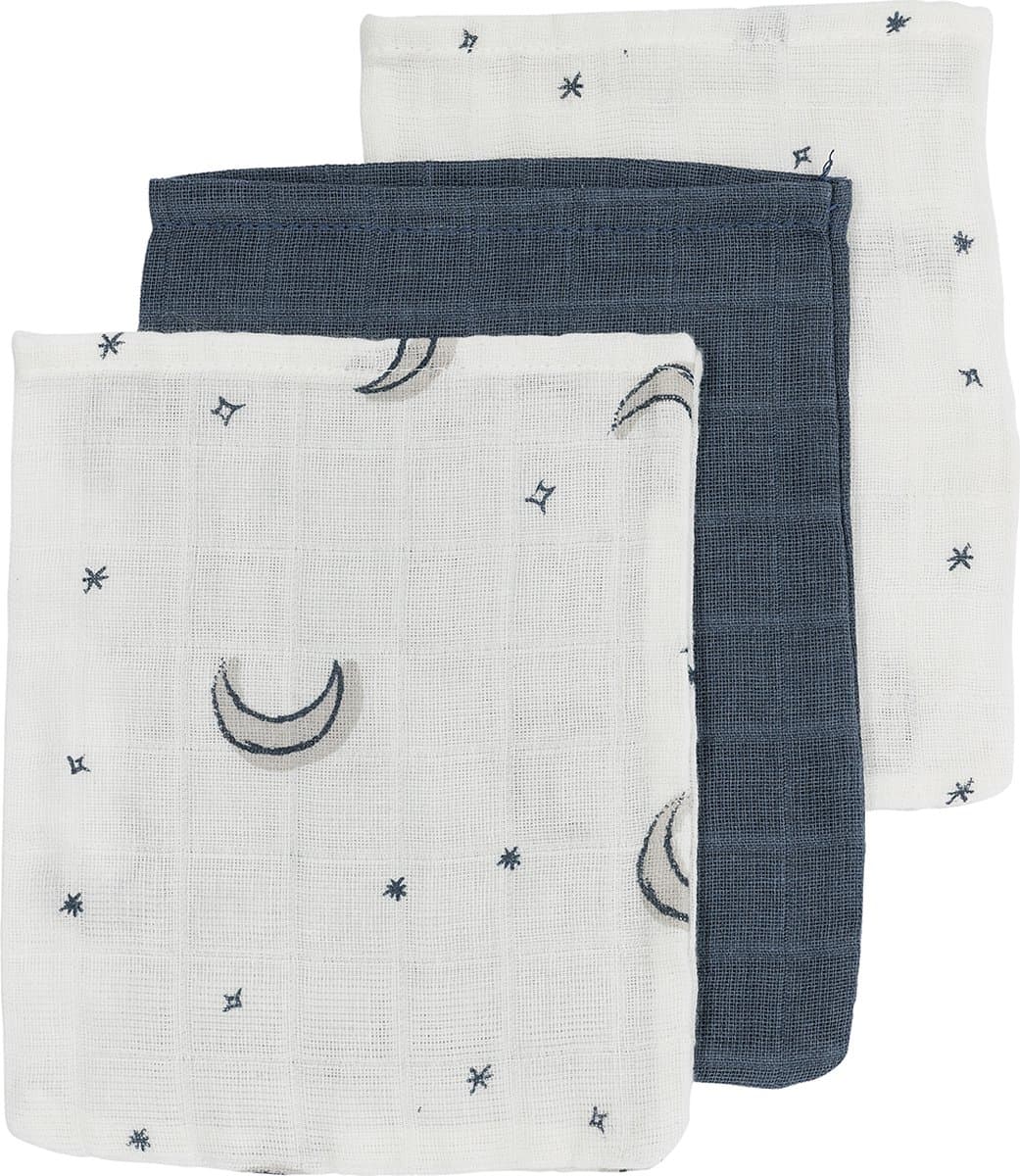 Meyco Baby Moon washandjes - 3-pack - hydrofiel - indigo - 20x17cm (EAN: 4054703133035)