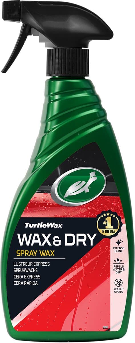 Turtle Wax Green Line Wax & Dry - Waxen terwijl auto aan het drogen is – Tijdbesparend - Geeft een diepe glans & bescherming - 500ml (EAN: 5010322776380)
