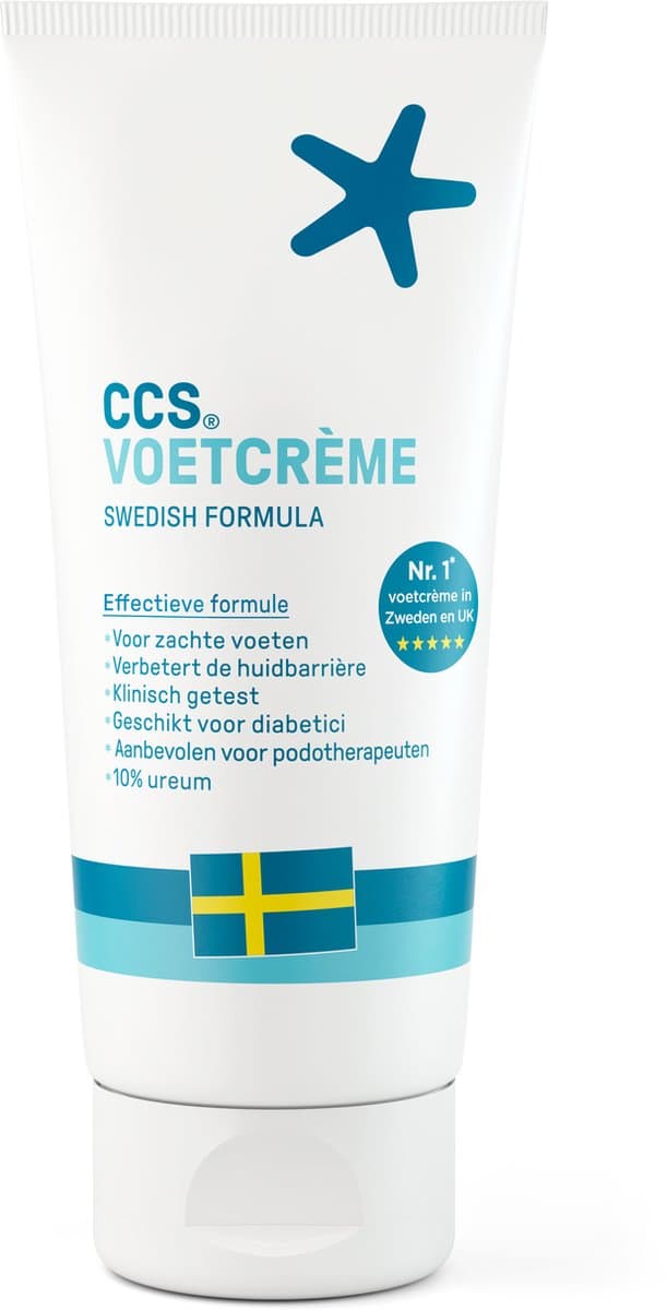 CCS Voetcrème 175 ml - Voetencreme voor droge tot zeer droge voeten, Eeltcreme als Voetverzorging en als alternatief voor Eelt Verwijderaar, Voetencreme met Ureum en verfrissende eucalyptusolie, tegen droogheid en stinkvoeten, Klinisch Bewezen (EA...
