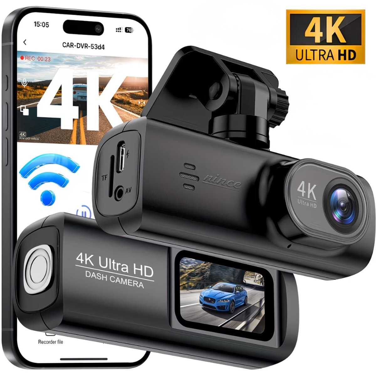 Nince Dashcam Voor Auto van Hoge Kwaliteit - Dashcam Full HD 1080P - Voor en Achter (EAN: 8719992917914)