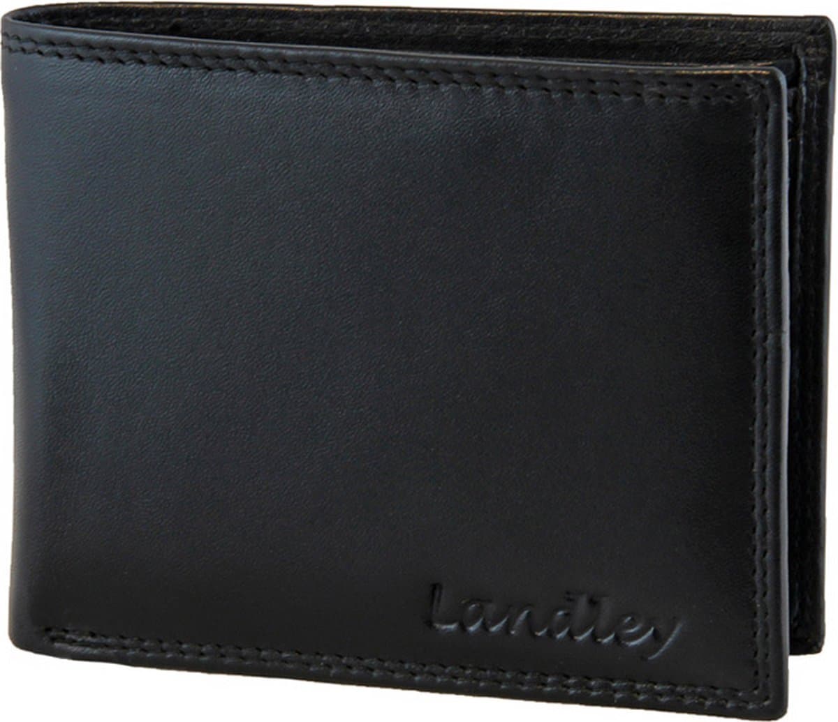Landley Heren Portemonnee Billfold Leer Compact - Formaat M - RFID - Soepel Nappa Leder - Zwart (EAN: 8720261292465)