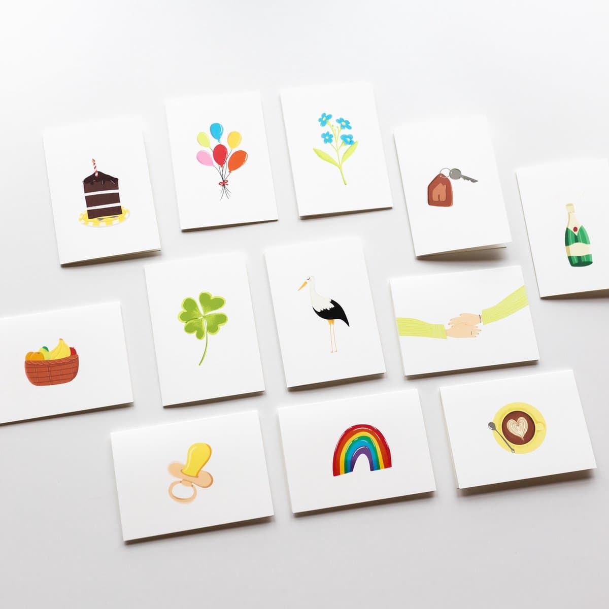 12x hippe gekleurde kaartjes (A6 formaat) - kaartjes om te versturen - kaartenset - kaartjes blanco - kaartjes met tekst - wenskaarten (EAN: 8721001860623)
