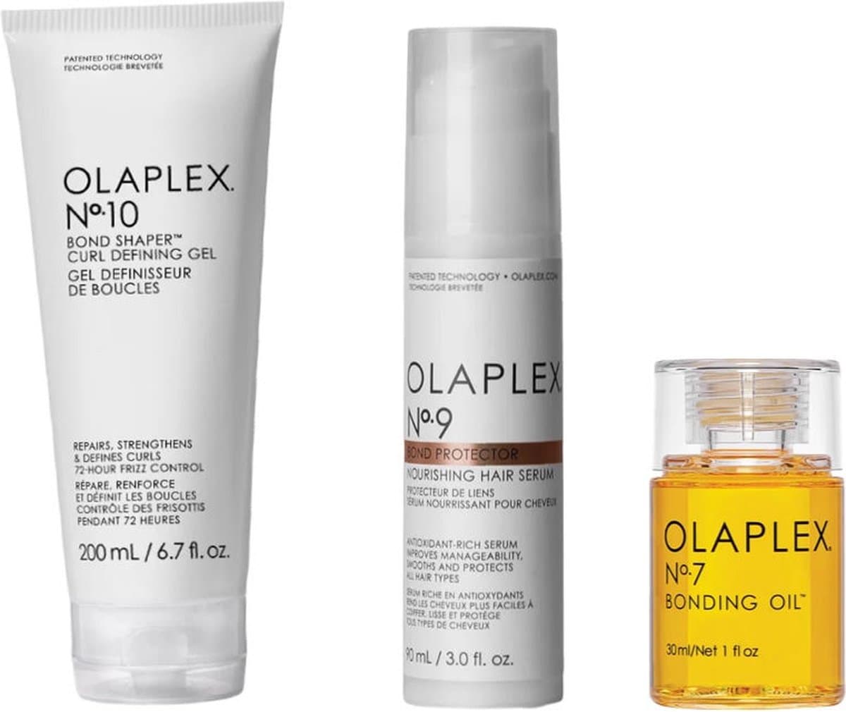 OLAPLEX Deluxe Set Voor Krullen - Nº.7 Bonding Oil + Nº.9 Bond Protector Nourishing Hair Serum + N°.10 Bond Shaper™ Curl Defining Gel (EAN: 8721055675952): De Community Spreekt! 💬
