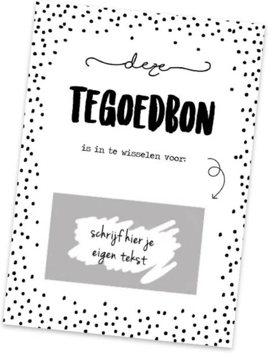 Tegoed - Tegoedbon - DIY kraskaart - kraslot - Inclusief Kraft envelop - Cadeaubon zwart wit (EAN: 8720254973937)