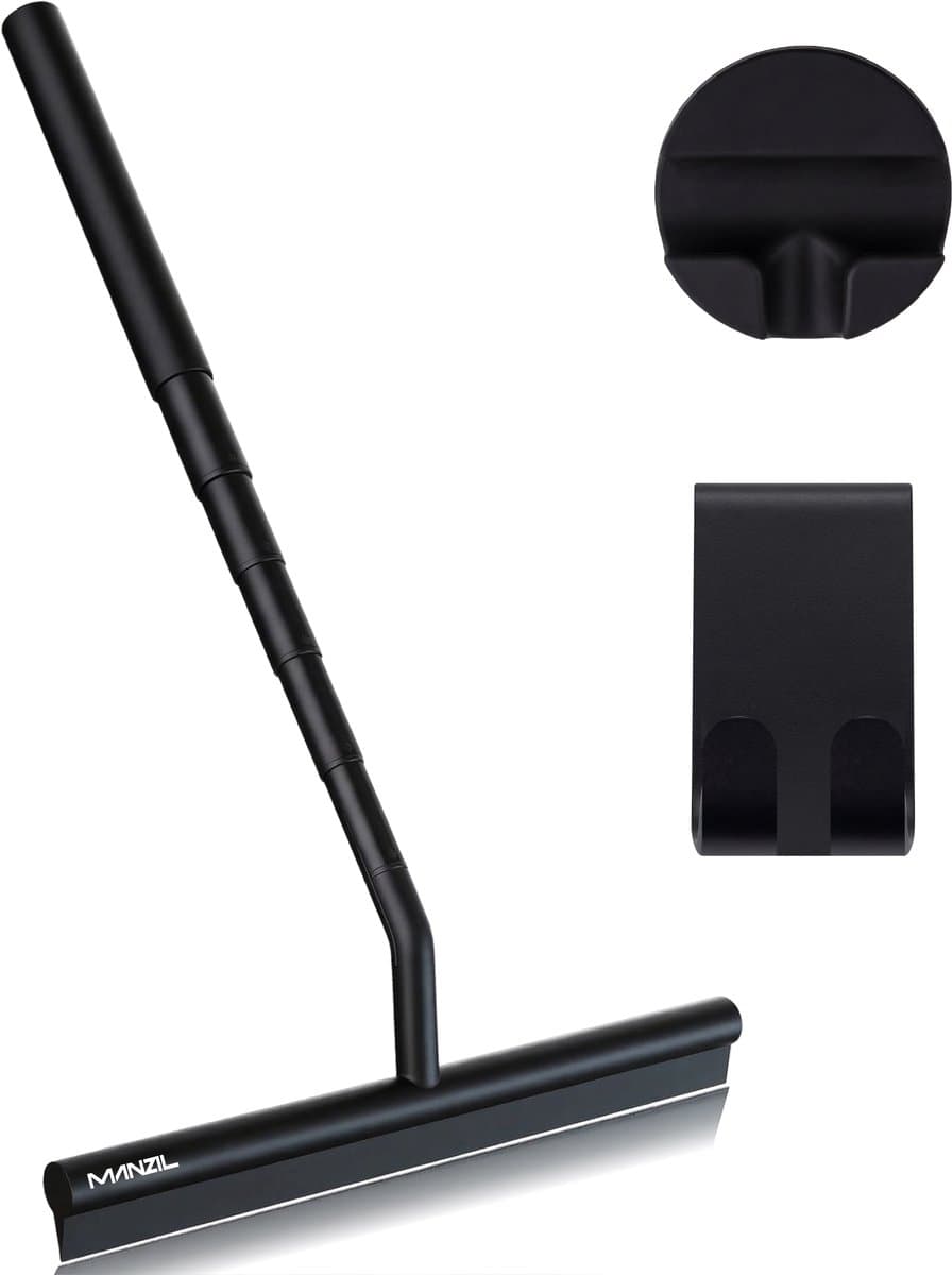 MANZIL Luxe Douchewisser - Uitschuifbaar - Vloertrekker met steel - Vloerwisser voor Douche & Badkamer - Tot 100 CM - Zwart (EAN: 8720892888921): Waarom een uitschuifbare wisser (Eindelijk geen rugpijn!) 🚿