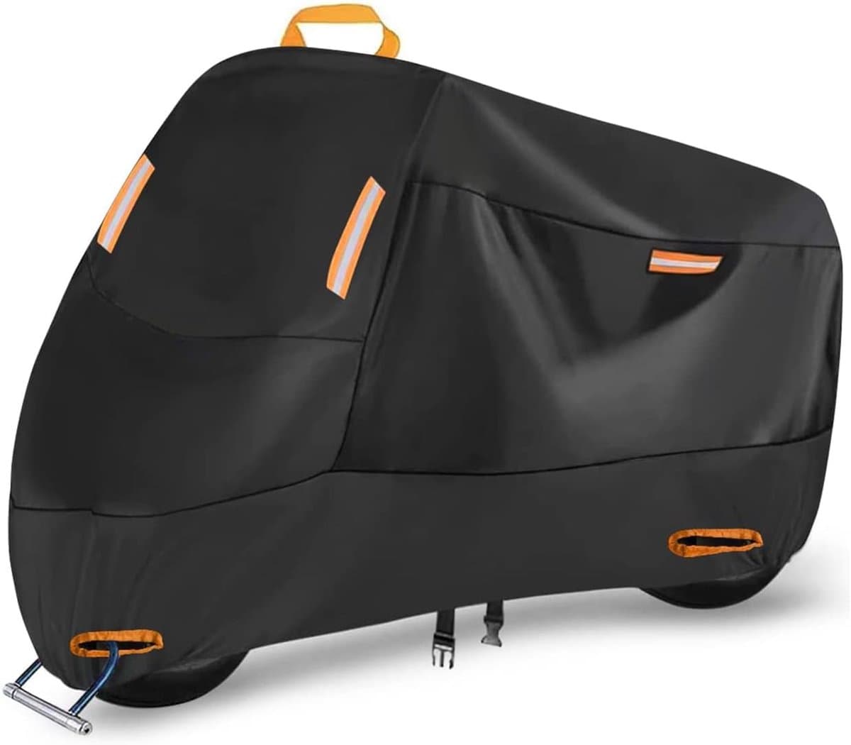 Waterdichte Motorhoes - 420D zilver gecoate zonwerende, stofdichte en regenbestendige zonnekap - Geschikt voor alle fiets-, elektrische voertuig- en motorfietsmodellen （ Zwart 4XL：295*110*140 ） (EAN: 0672669740834)