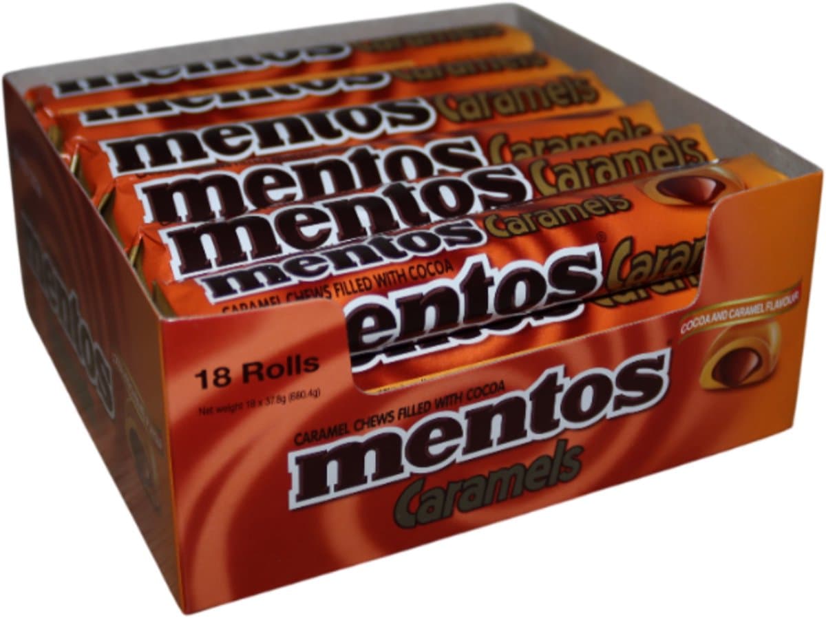 Mentos choco caramel doos 18 rollen (EAN: 6921211115168)
