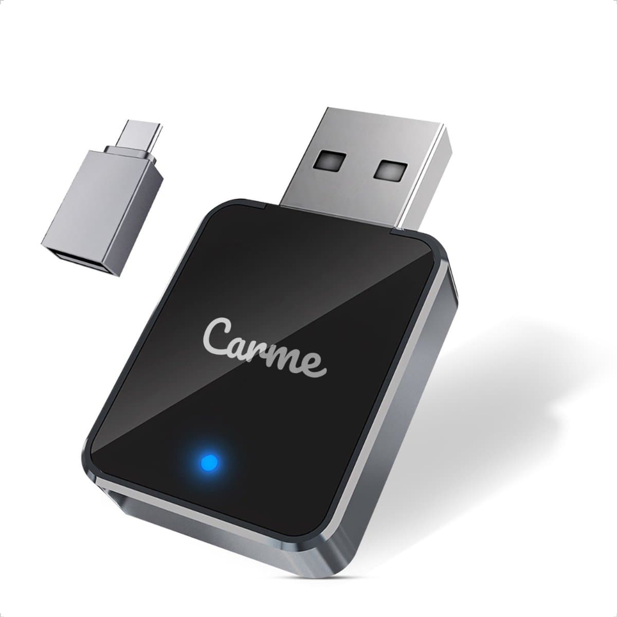 CarMe Mini 2-in-1 CarPlay Dongle V2 - Draadloos CarPlay & Android Auto - USB-A & USB-C - Android Auto Dongle - Zwart (EAN: 8720938415258)