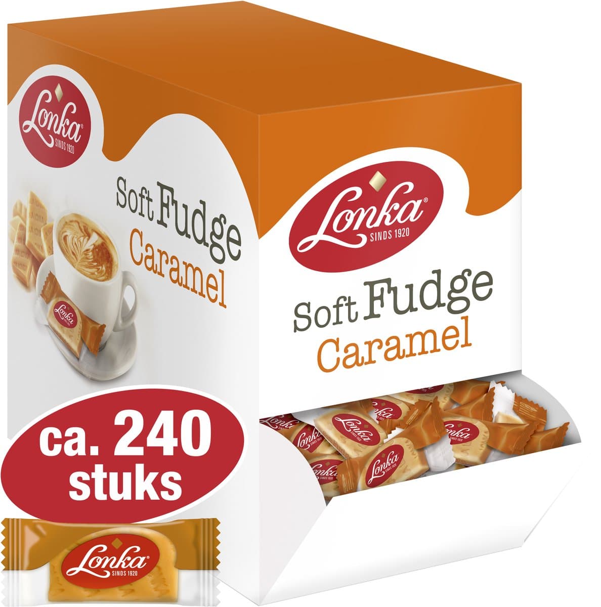 Lonka Fudge Caramel - snoep - per stuk verpakt - box a 2,4kg (EAN: 8718046024783)
