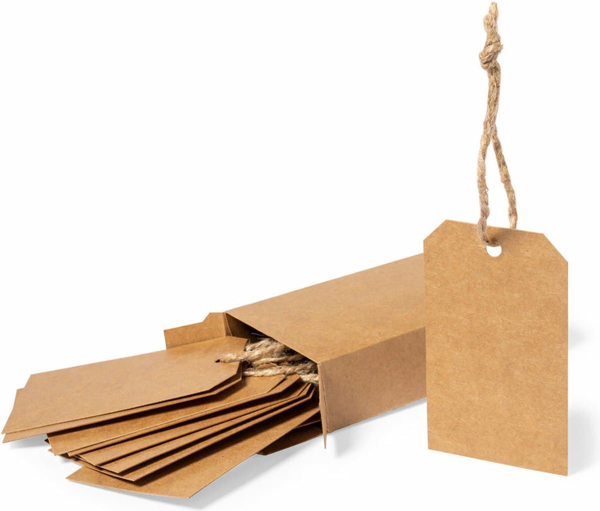 Cadeau tags - labels - kraftpapier/karton aan touwtjes - 20x stuks - 5x9 cm - kado etiketten (EAN: 8720768918233)