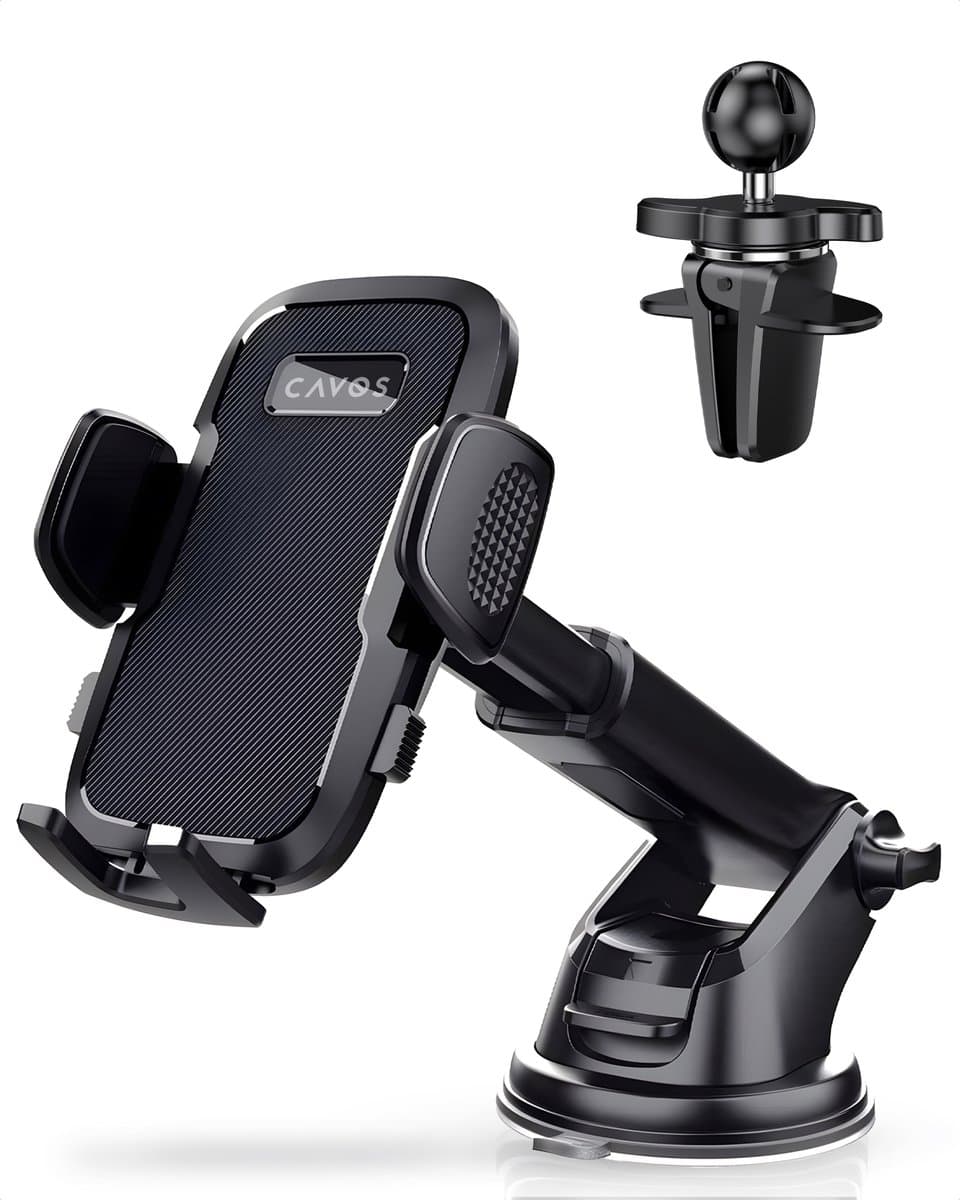 Cavos Telefoonhouder Auto Met Zuignap 3-in-1 - Autohouder Voor Dashboard, Voorruit & Ventilatie - GSM Houder Voor Alle Telefoons - Auto Accessories - 360° Draaibaar (EAN: 5419980276780): **Waarom Deze 3-in-1 Houder Echt Een Game-Changer Is**