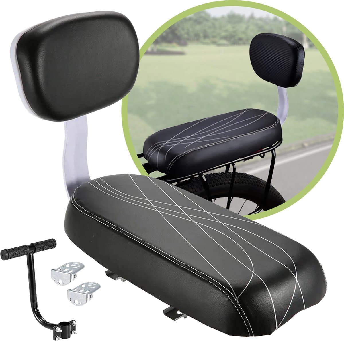 Dayshake Fietsstoeltje Achterzitje - Met Rugleuning, Armsteun en Voetsteuntjes - Fietszitje Achter - Bagagedrager Kussen (EAN: 8720828489185)