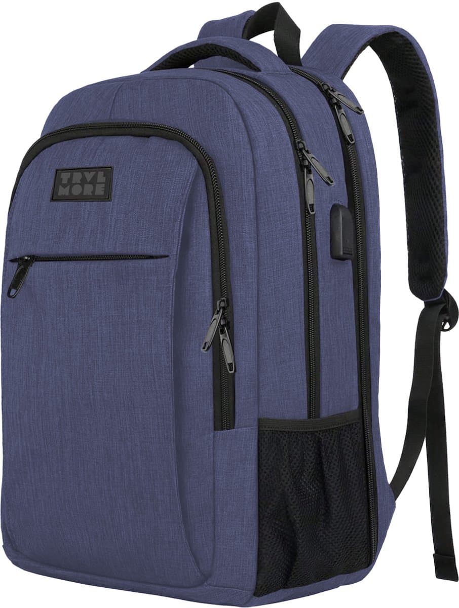 TRVLMORE 36L Rugzak - Rugtas met 17,3 Inch Laptopvak - Schooltas - Laptoptas - Spatwaterdicht - Heren en Dames - Jongens en Meisjes - Blauw (EAN: 8720195250548)