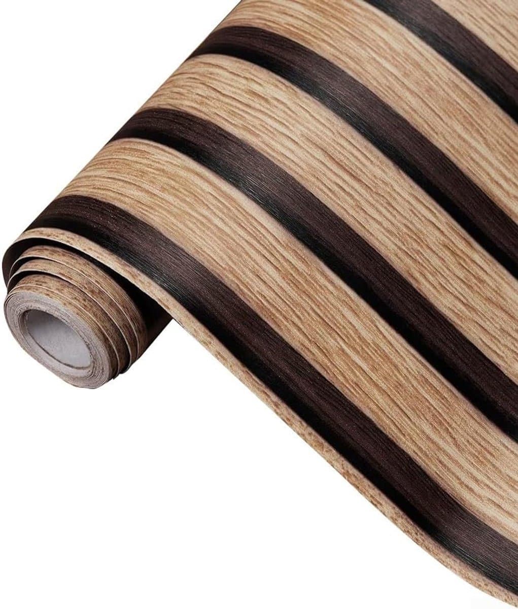 Zelfklevend Behang - Muurdecoratie - Strepen Behang - 60 cm * 3 meter - Waterbestendig en Hittebestendig - Hoge Precesie voor ultiem gebruiksgemak - voor Woonkamer, Slaapkamer, Badkamer, Hal, Keuken - Bruin (EAN: 9318528031781): Waarom dit behang ...