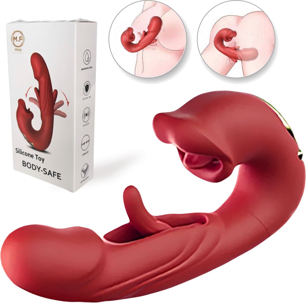 Uzzy M.F 3 in 1 Vibrator voor Vrouwen – G-Spot & Clitoris Stimulator – Sex Toys voor Koppels – 20 standen – Luxe Seksspeeltje Rood (EAN: 8721082958523)