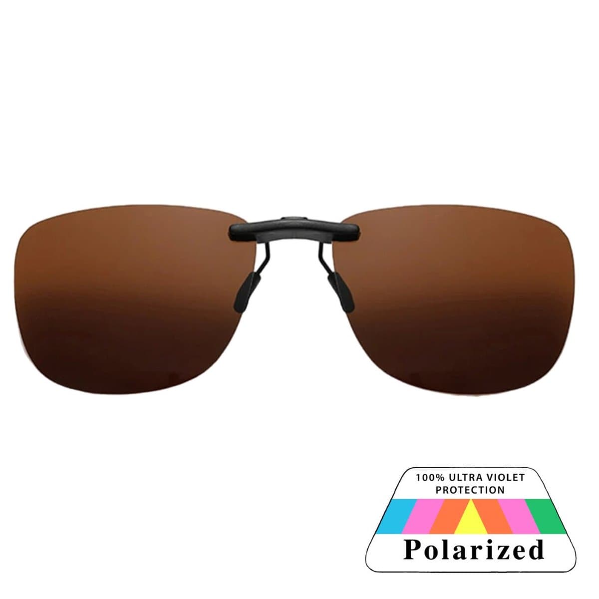 Fako Sunglasses® - Clip On Voorzet Zonnebril - Overzet Clip-on - Polariserend - Polarized - Large - 130x43mm - Bruin (EAN: 8720963222135)