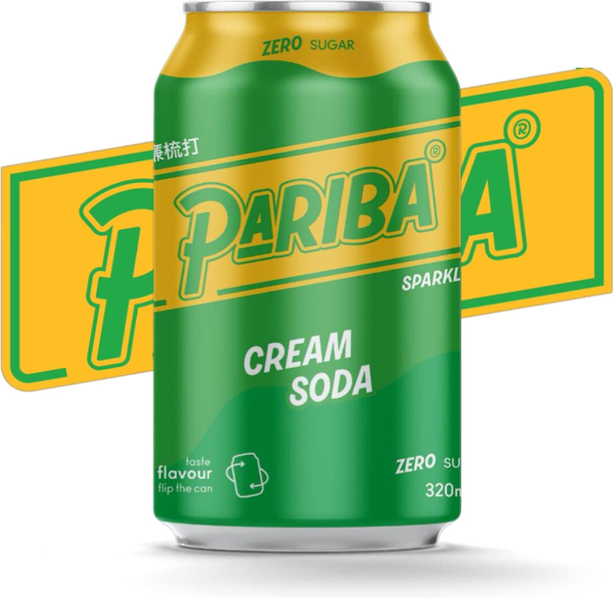Pariba Cream Soda 12 x 32cl blik - frisdrank - Geen suiker - Laag in calorieën (EAN: 8720618801883)