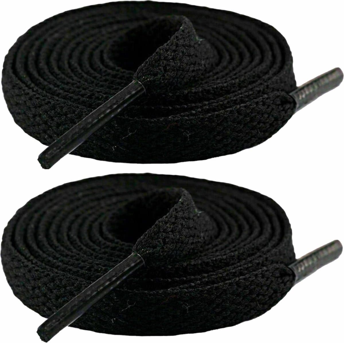 Fako Fashion - Schoenveters - Veters - Plat - 8mm - 120cm - 1 Paar - 2 Stuks - Zwart (EAN: 8720963220629)