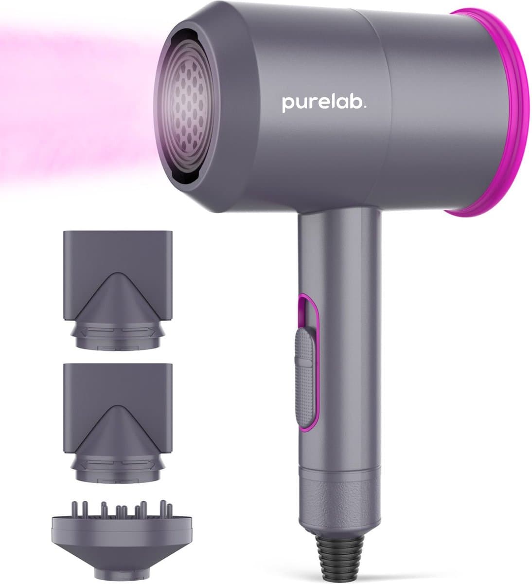 Purelab Föhn met Diffuser 2000W - Ionische Haardroger met Coolshot Technologie - Hair Dryer met 3 Standen - Krullen - Haarföhn Zwart: Eerste indruk Geen zwaar gesjouw