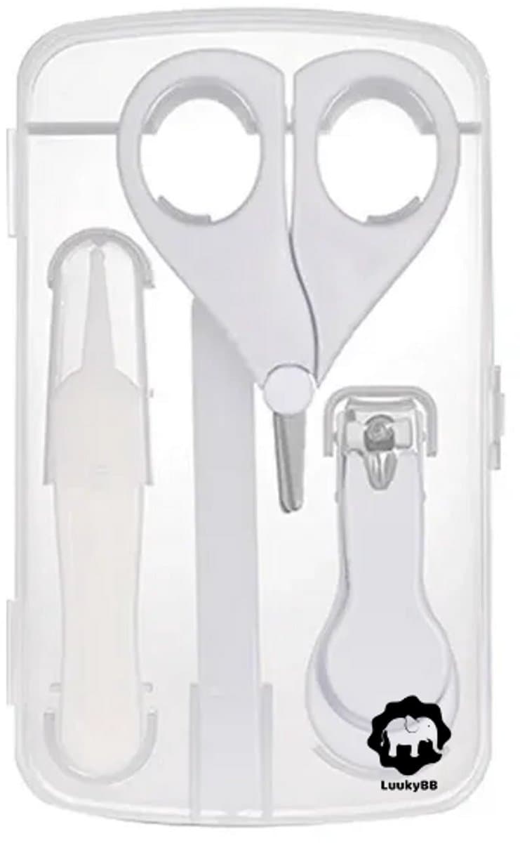 LuukyBB - Baby Witte Set 4 Stuks - Nagelvijl Nagelknipper Nagelschaartje - Complete Manicure Wit - Kraamzorg Kraamweek Nagelverzorgingsset - Nagelverzorging Baby Peuters Nagelset - Nagel Schaar Knipper Vijl Glas Zand Zandvijl Nagels Duim Vijlen (E...