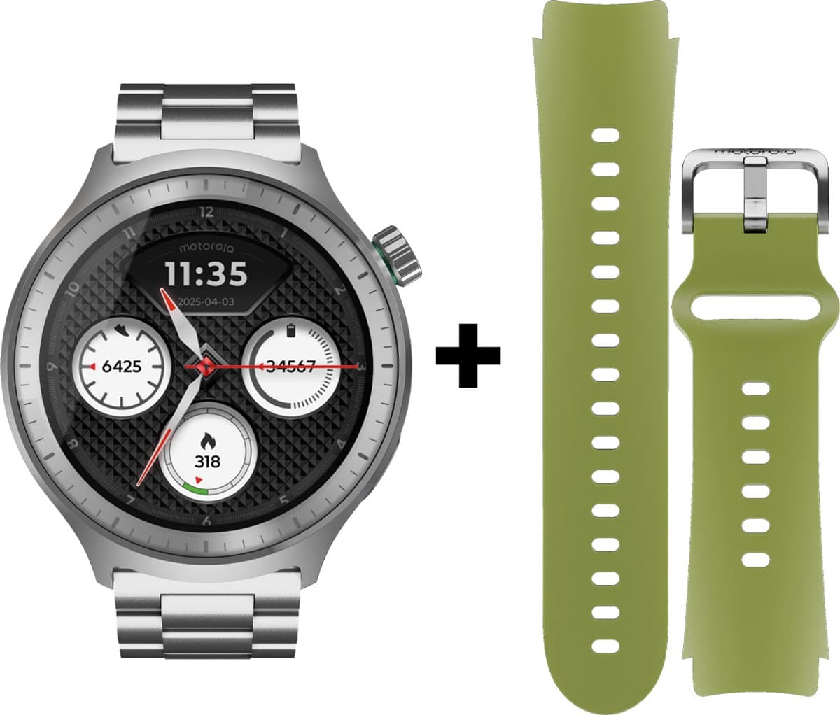 Motorola moto watch - 47mm - Silver + extra band (EAN: 0840493615165): Eerste indruk groot, maar welkom