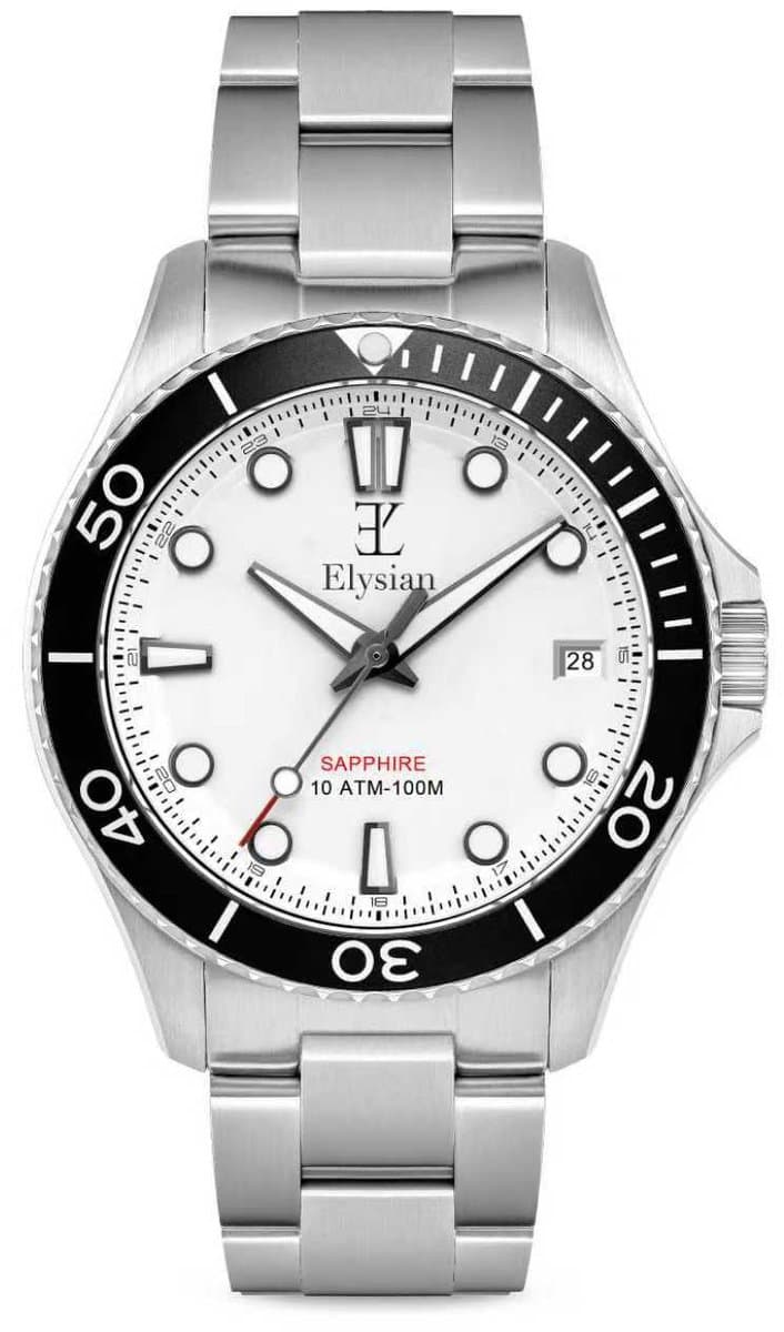 Elysian Heren horloge Zilver 42mm - 316L Staal - 10ATM - Seiko - Cadeau voor man (EAN: 5430003396537)