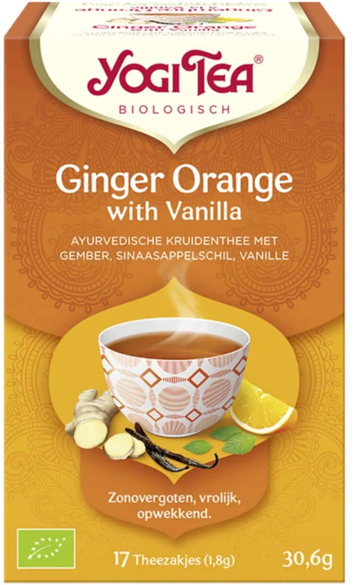 Yogi Tea Ginger Orange with Vanilla Bio - Biologische Kruidenthee met Gember, Sinaasappel en Vanille voor Een Verwarmende en Zoete Thee-ervaring (EAN: 4012824401747): **De smaak die direct je zintuigen grijpt**
