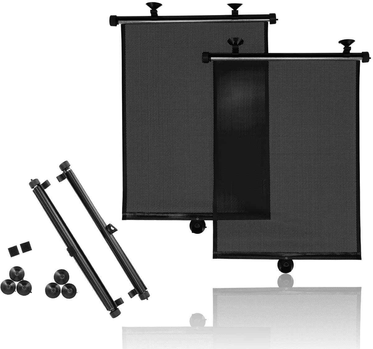 Auto Zonnescherm 2-Pack – Intrekbare Raamschermen 55x40,5 cm – UV & Hittebescherming – Autoruit Zonwering met Zuignappen – Voor Baby, Kind & Huisdier (EAN: 8720935710745)