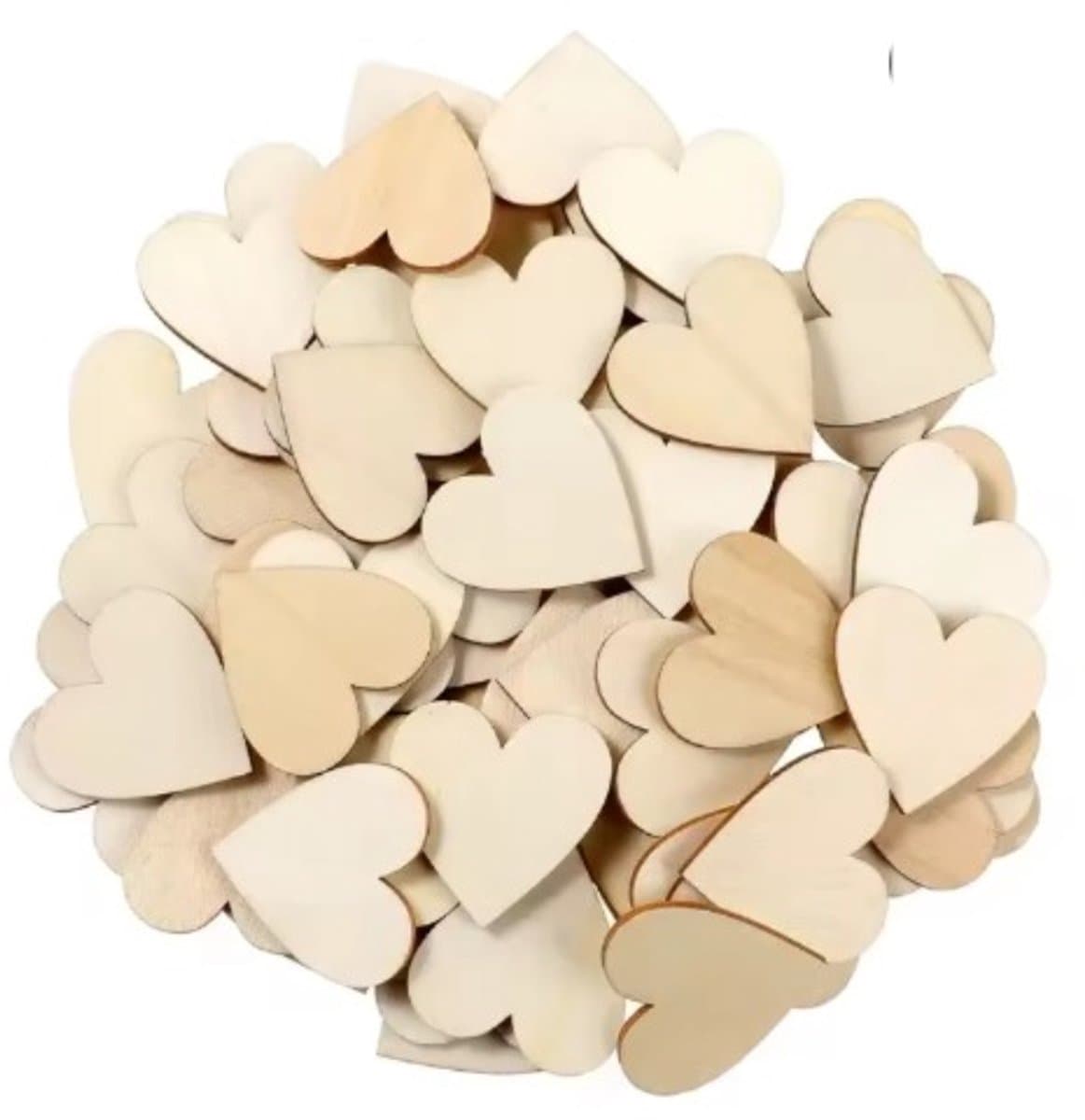 Scoby - Houten Hartjes - Tafeldecoratie - Cadeauaccessoire - Wooden Hearts - 4CM - Naturel - 50 Stuks (EAN: 8721217819132)
