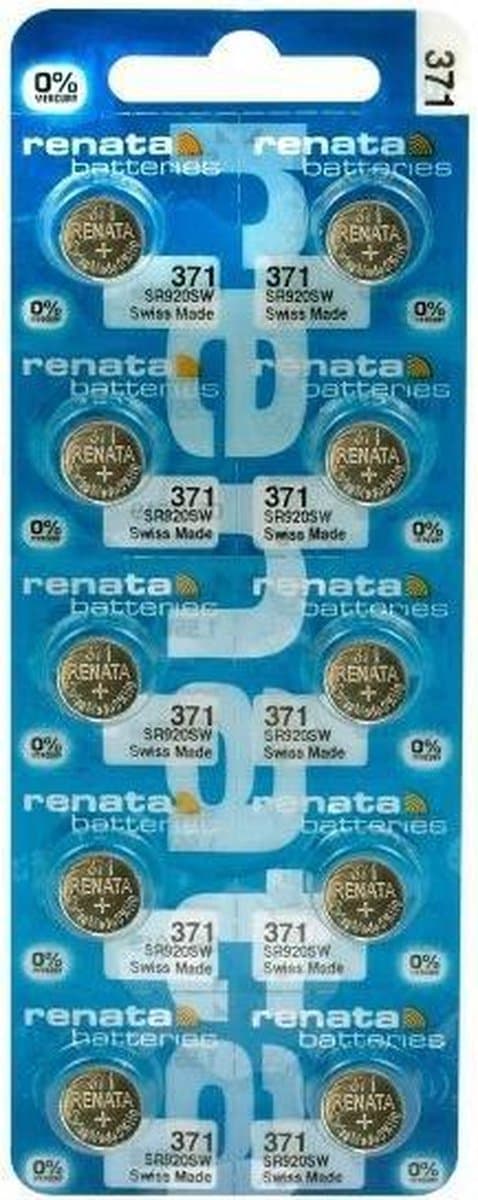 Renata 371 / SR920SW zilveroxide knoopcel horloge batterij 10 Stuks (EAN: 0785618314830)