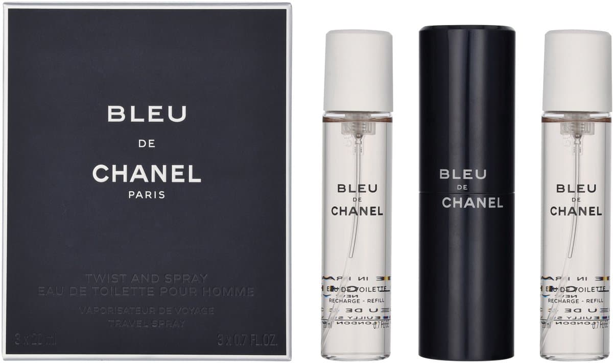 Chanel Bleu de Chanel Twist and Spray - 3 x 20 ml - eau de toilette - 1 hervulbare spray + 2 navullingen (EAN: 3145891078008)