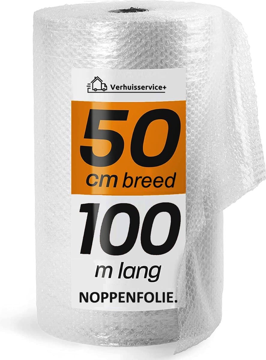 Noppenfolie XL - 50cm x 100m - Bubble Wrap Rol - Bubbeltjes plastic - Extra sterk - Bescherm uw spullen - Voor inpakken en verhuizen - Bubbeltjesplastic (EAN: 8720726638364)