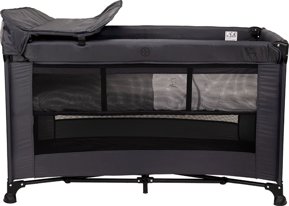 Novi Baby Kiki Luxe - Campingbed - Donker Grijs - reisbed - Inclusief transporttas - Inclusief verschoonblad - Inclusief bodemverhoger (EAN: 8717385000892)