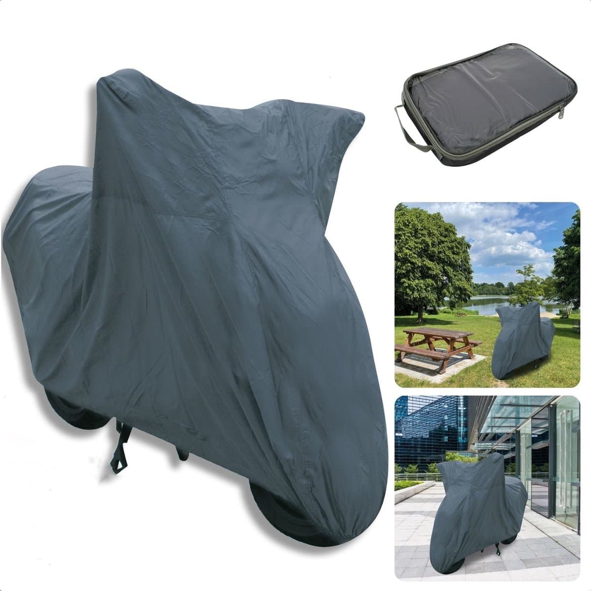 Scooterhoes Maat XL - Vochtwerend en Winddicht - Beschermhoes voor Brommer - Motorhoes van Polyester - Scooterhoes - Brommerhoes - Waterdicht - Voor Binnen en Buiten - Geschikt voor Windscherm - 100% Polyester - 246 x 105 x 127 cm - Inclusief EBOO...