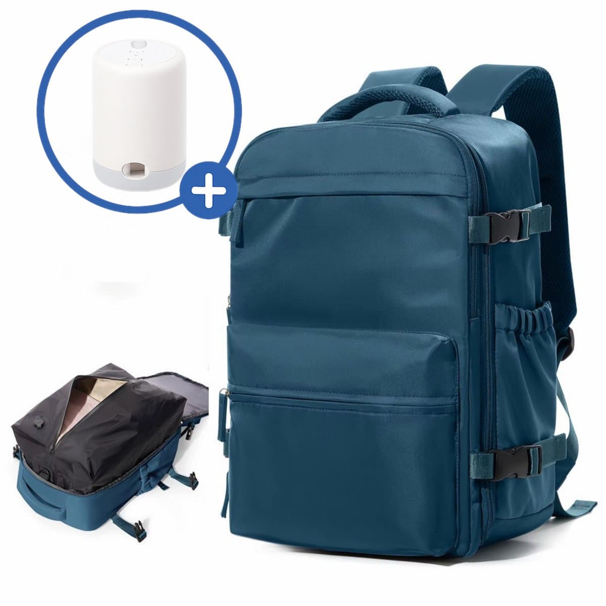 SyncGear Vacuüm Rugzak - Met Compressie Apparaat - Geschikt voor Handbagage 40x30x20 - Neem Circa 50% Meer Spullen Mee - Kleur: Blauw (EAN: 8720892586285): **Wat is de SyncGear Vacuüm Rugzak eigenlijk**