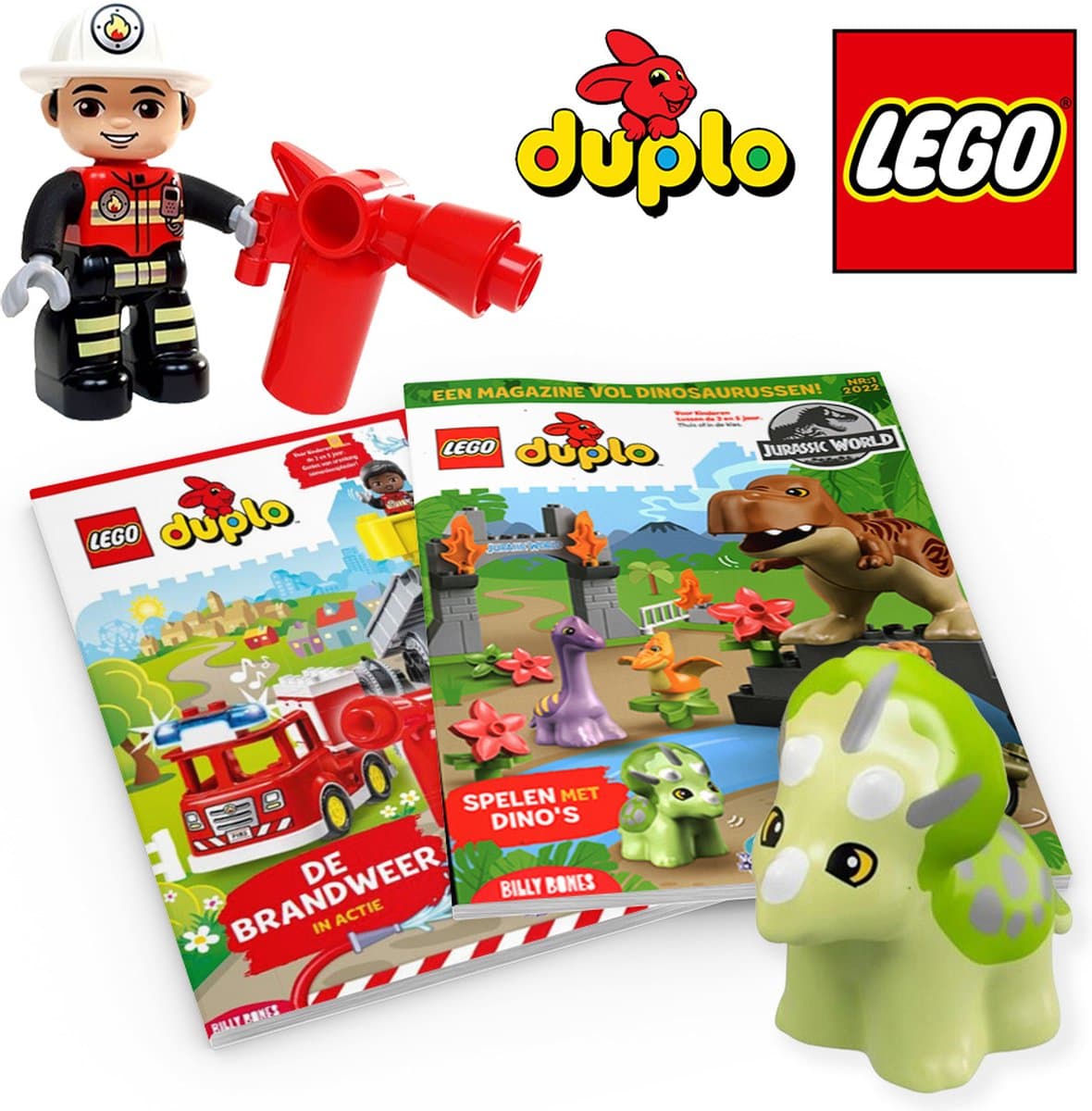 LEGO Duplo voordeelbundel - 2 doeboeken + 2 poppetjes van brandweer & dino - Vakantieboeken voor kinderen 2 jaar / 3 jaar / 4 jaar / 5 jaar - Jongens en meisjes (EAN: 8720865558561)