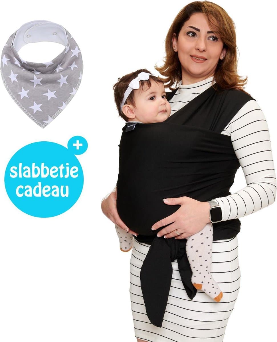 Baby Garden draagdoek zwart - Ergonomisch - Original - Inclusief slabbetje (EAN: 8719992866991)