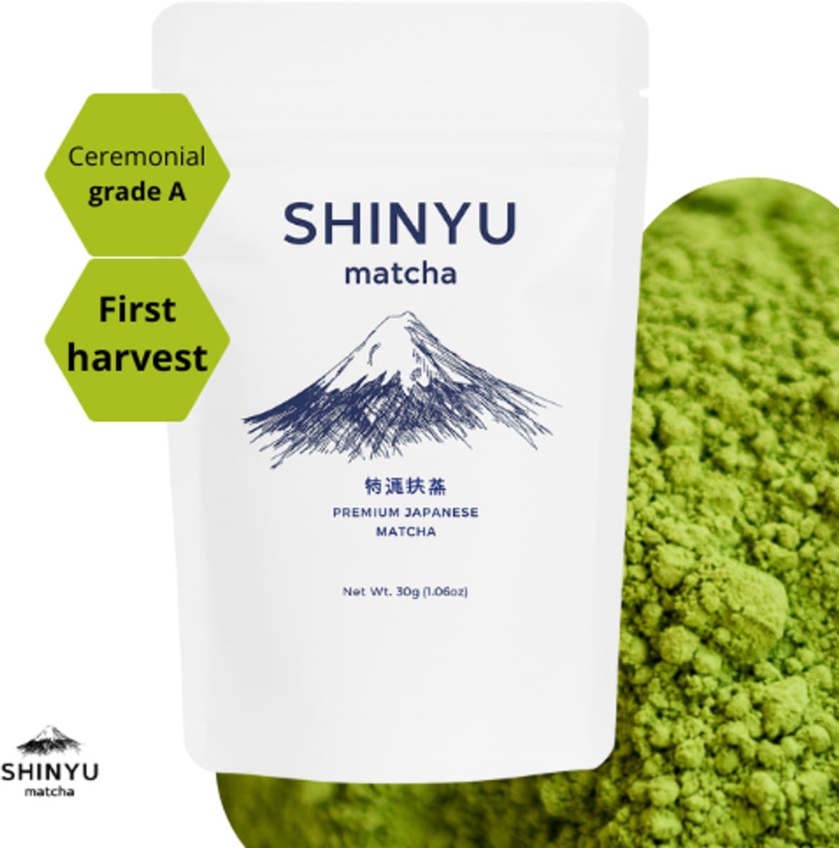 SHINYU Matcha - Ceremonial Grade A - Matcha thee poeder - Premium Japanse matcha poeder puur - Single Pack - 30g (EAN: 4580191884192)